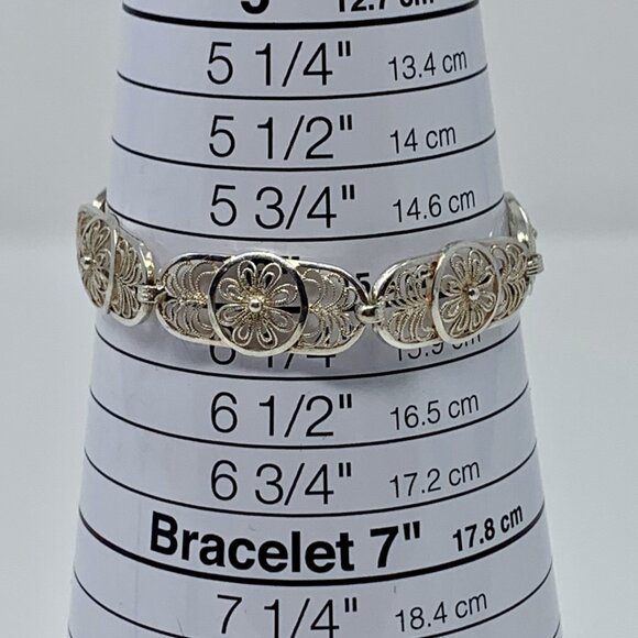 Birks Sterling Silver Floral Filigree Bracelet Size 6 - Picture 11 of 12